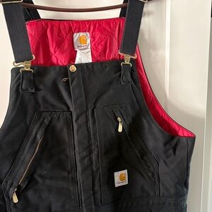 Carhartt Black insulated Bib Overalls with Red Interior